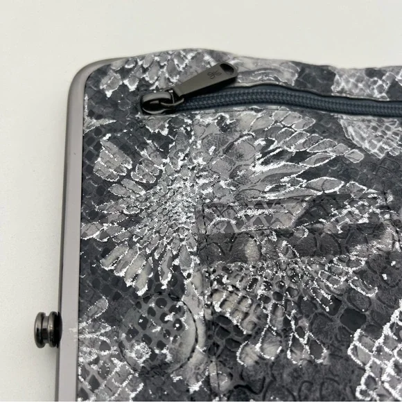 Hobo Leather Lauren Clutch Wallet Enchanted Floral Silver